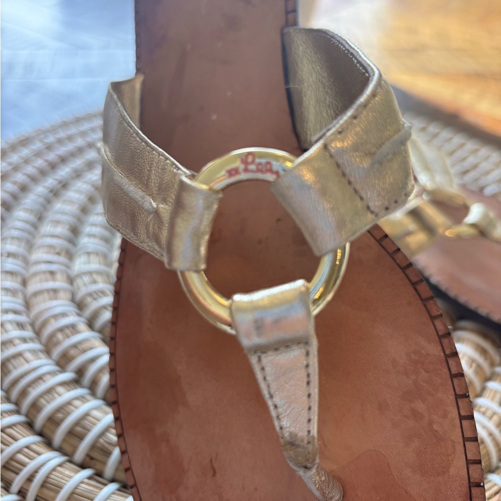 LILLY PULITZER Gold Leather Sandals - Picture 3 of 5